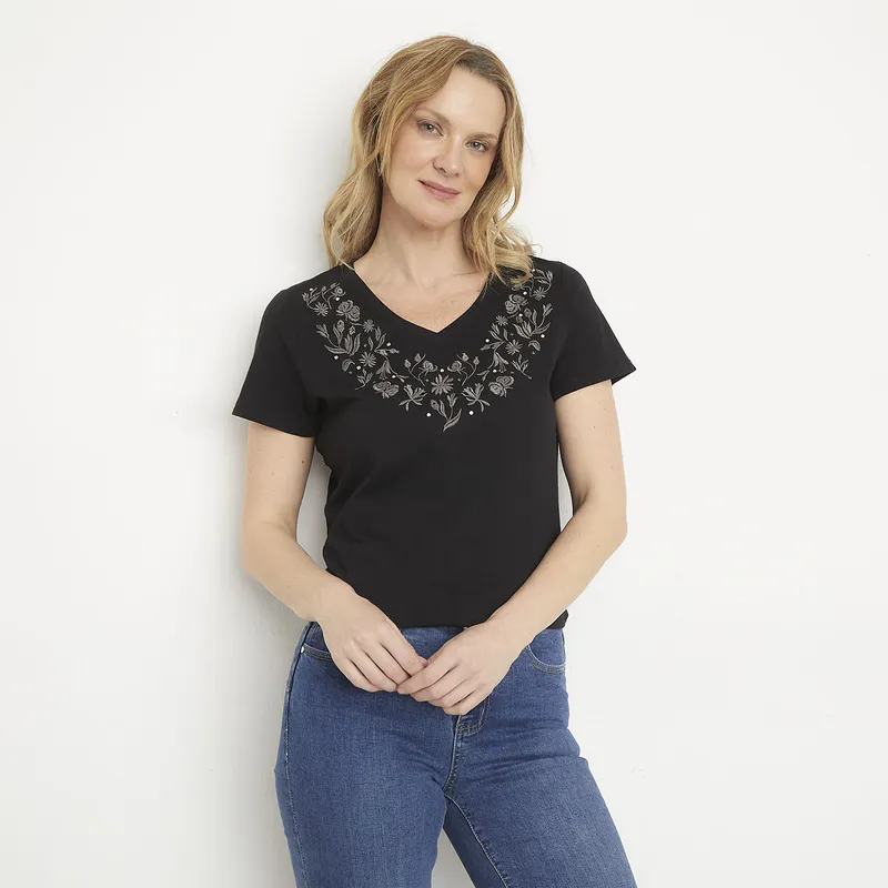 NEWPORT - Polera Manga Corta Algodón Mujer Newport