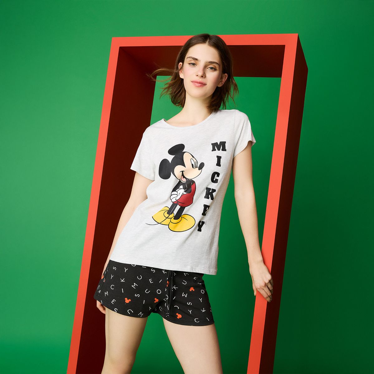 DISNEY - Pijama Polera + Short + Colet Mujer en Caja Disney