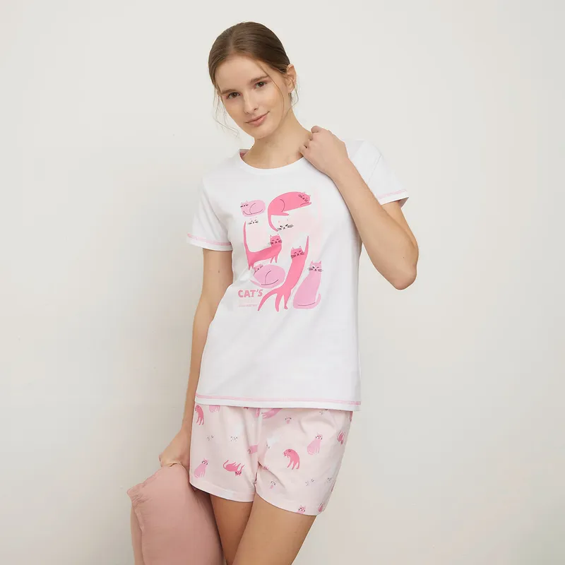 SYBILLA - Polera de Pijama Algodón Mujer Sybilla