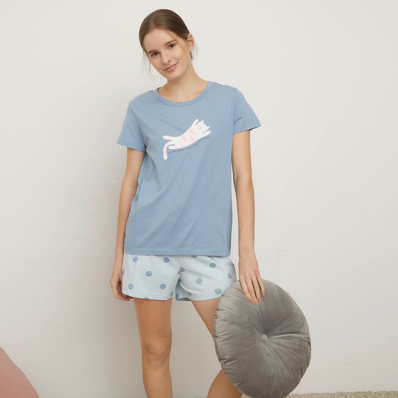 SYBILLA - Polera de Pijama Algodón Mujer Sybilla