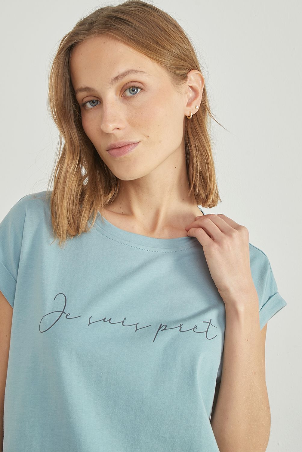 BLU - Polera de Pijama Algodón  Mujer Blu