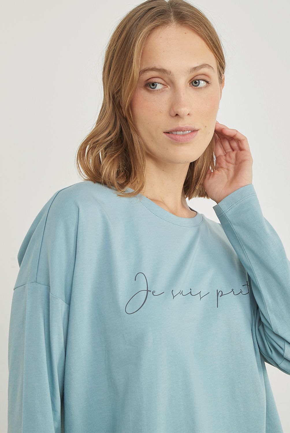 BLU - Polera de Pijama Algodón  Mujer Blu
