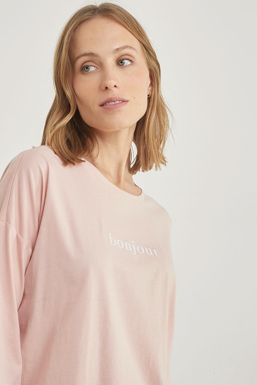 BLU - Polera de Pijama Algodón  Mujer Blu