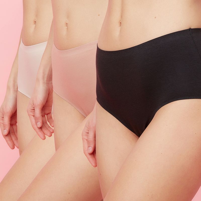 BLU - Pack De 3 Calzones Tiro Alto Sin Costura Mujer Blu