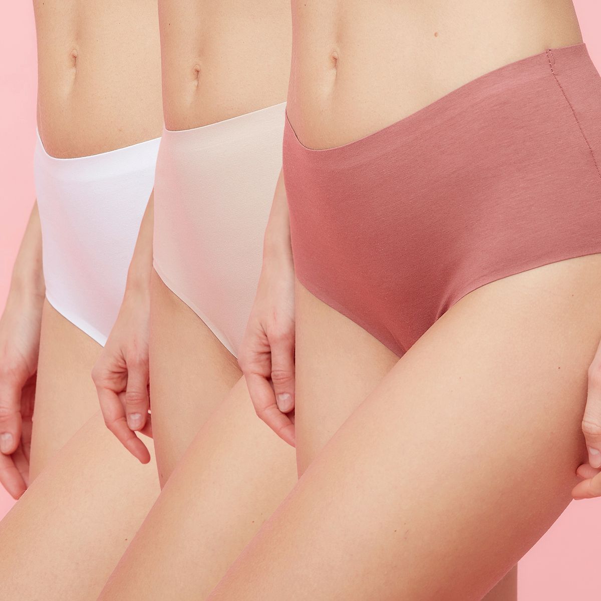 BLU - Pack De 3 Calzones Tiro Alto Sin Costura Mujer Blu