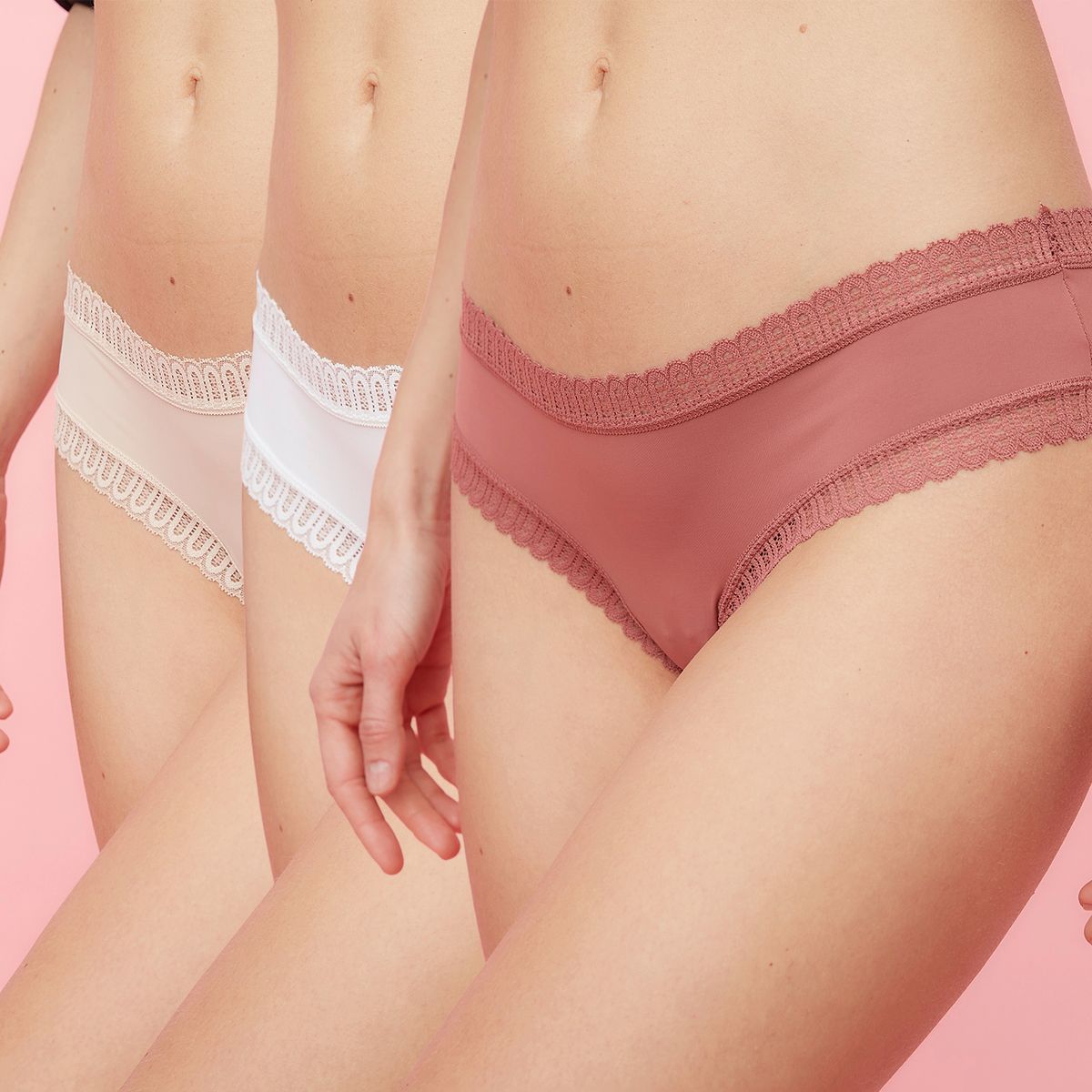 BLU - Pack De 3 Calzones Pantaleta Microfibra Con Encaje Mujer Blu