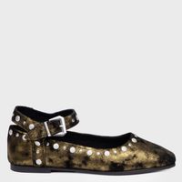 Ballerina Mujer Cuero Dorado