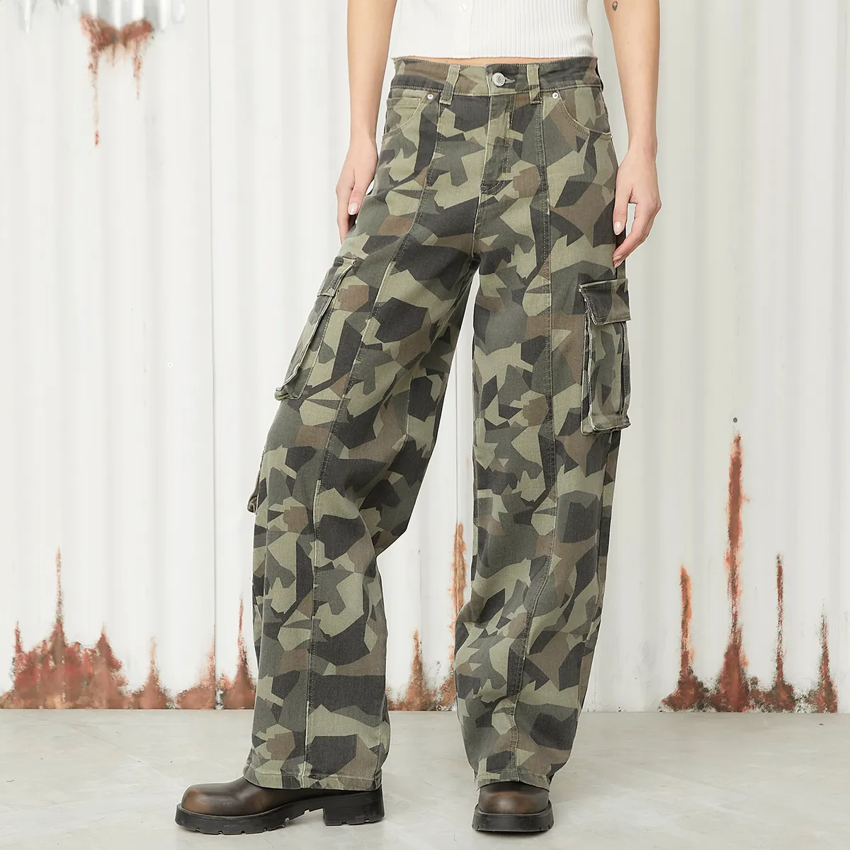 AMERICANINO - Pantalón Cargo Tiro Medio Mujer Americanino