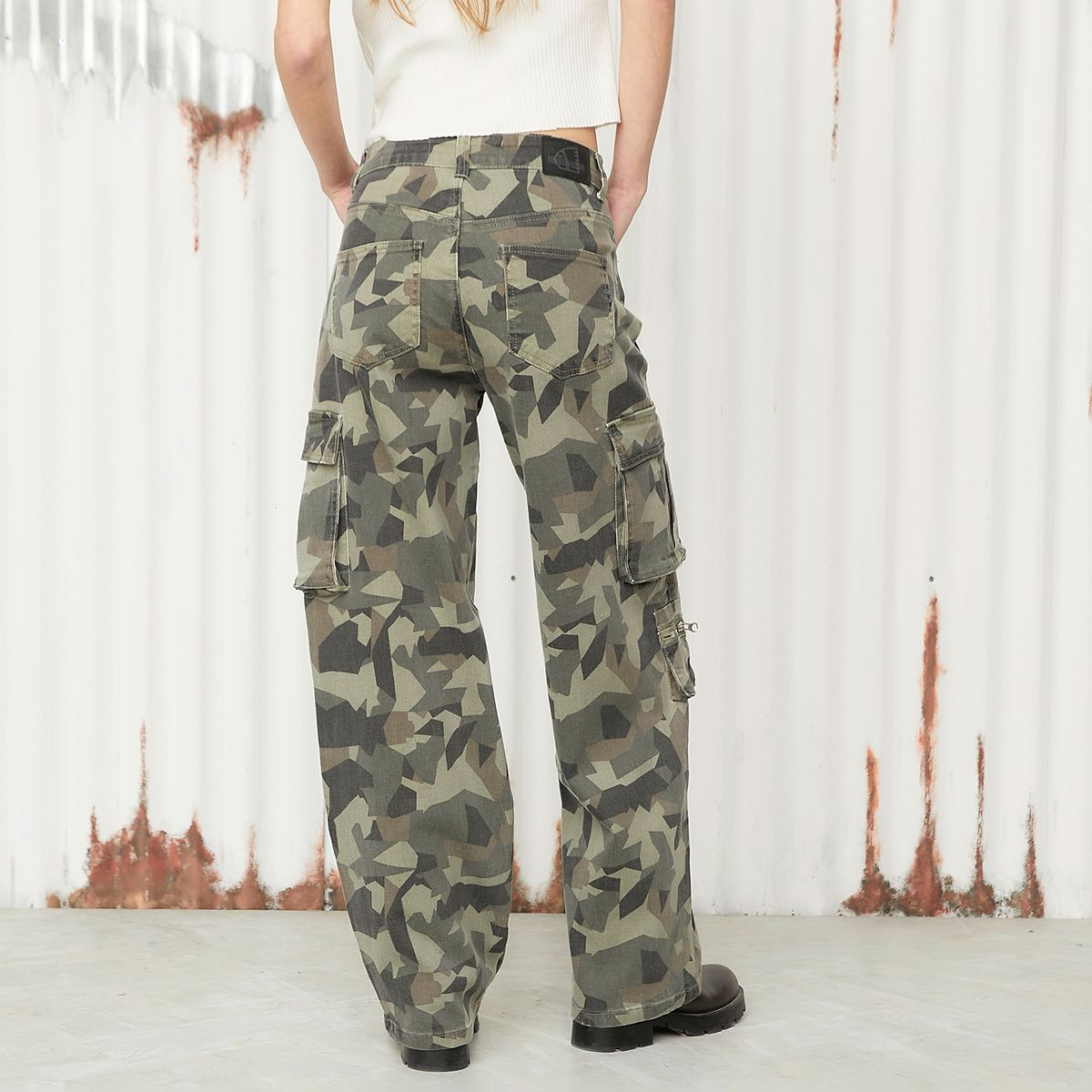 AMERICANINO - Pantalón Cargo Tiro Medio Mujer Americanino