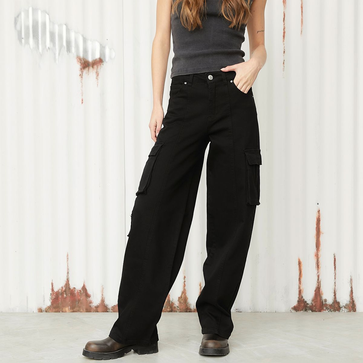 AMERICANINO - Pantalón Cargo Tiro Medio Mujer Americanino