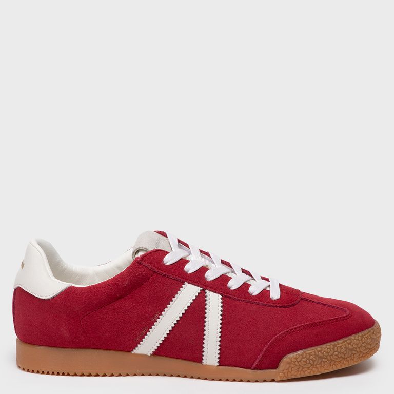 Zapatilla Urbana Mujer Cuero Burdeo
