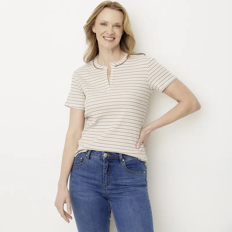 NEWPORT - Polera Manga Corta Algodón Mujer Newport