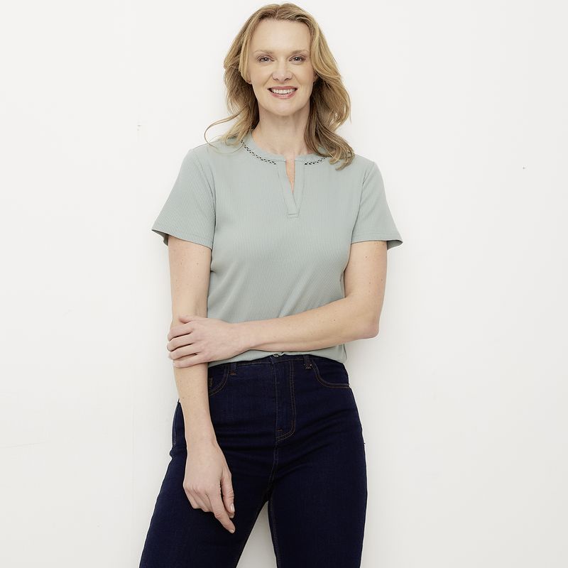 NEWPORT - Polera Manga Corta Algodón Mujer Newport