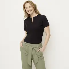 NEWPORT - Polera Manga Corta Algodón Mujer