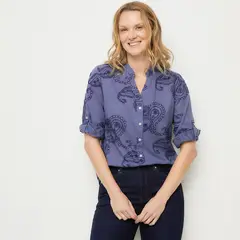 NEWPORT - Blusa Manga Corta Algodón Mujer
