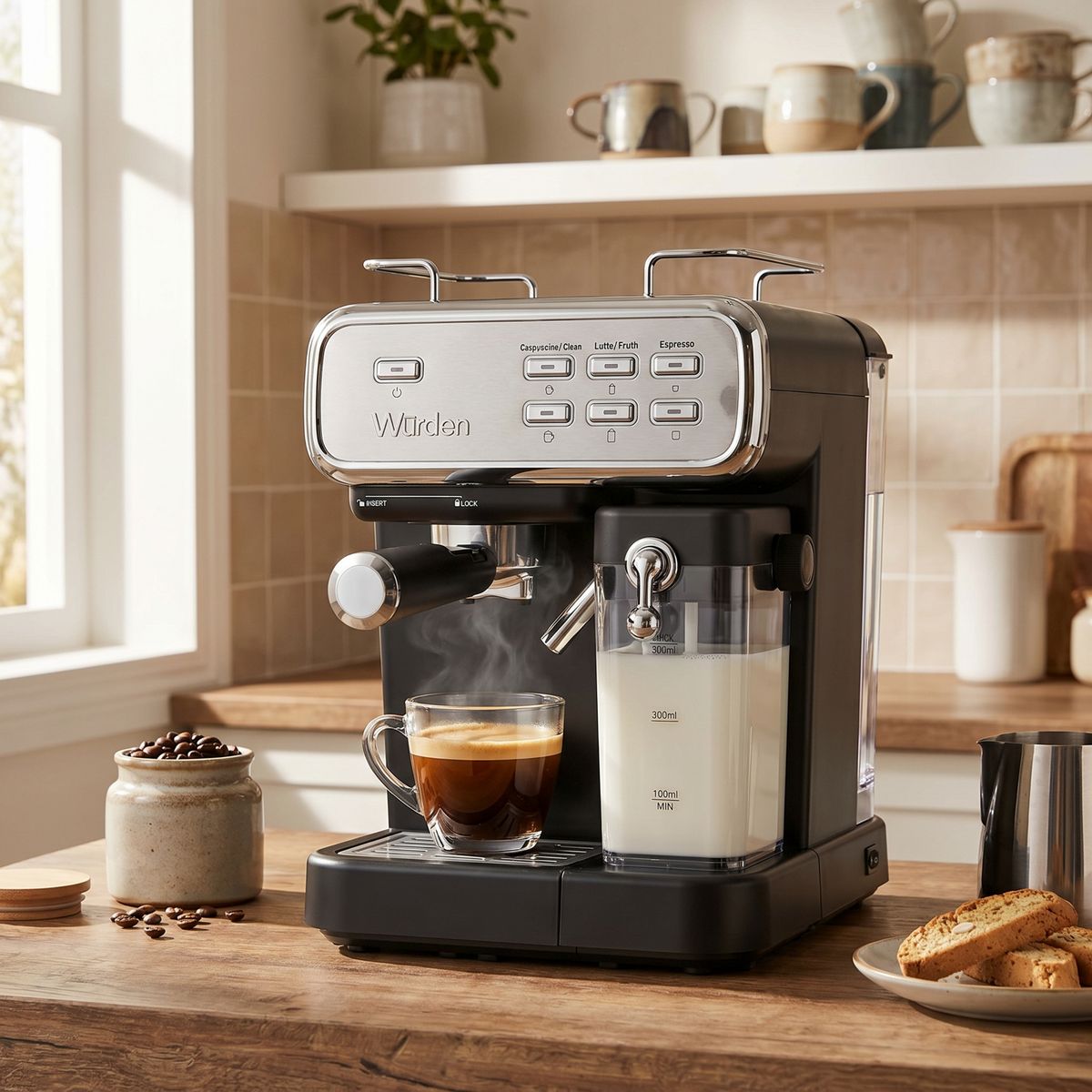 WURDEN - Cafetera Espresso Con Espumador De Leche WCM-Capuccino Wurden