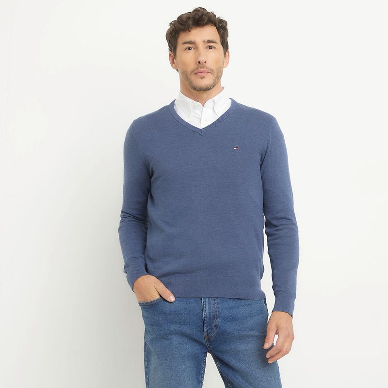 TOMMY HILFIGER - Sweater Cuello V Algodón Hombre Tommy Hilfiger