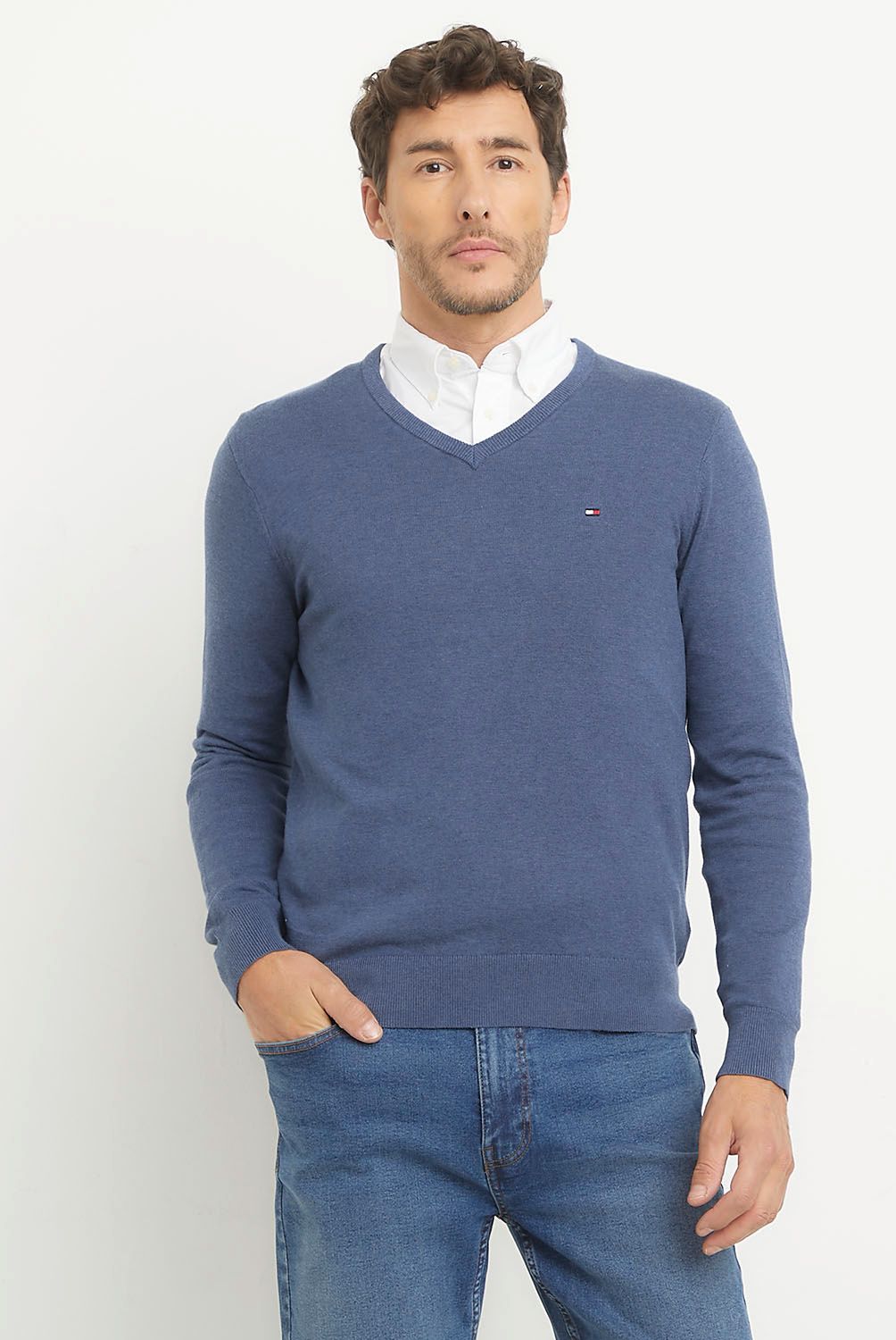 TOMMY HILFIGER - Sweater Cuello V Algodón Hombre Tommy Hilfiger