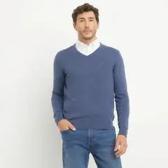 TOMMY HILFIGER - Sweater Cuello V Algodón Hombre