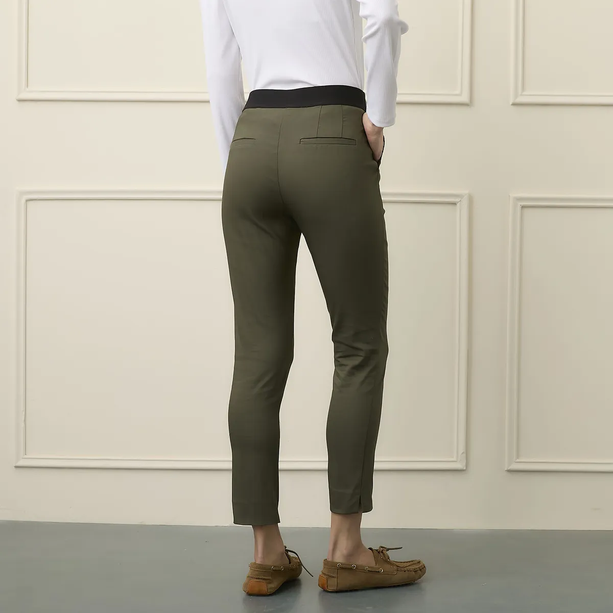 BASEMENT - Pantalón Straight Alto Basement Mujer Algodón