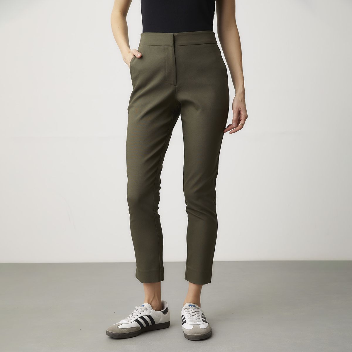 BASEMENT - Pantalón Straight Alto Basement Mujer Algodón