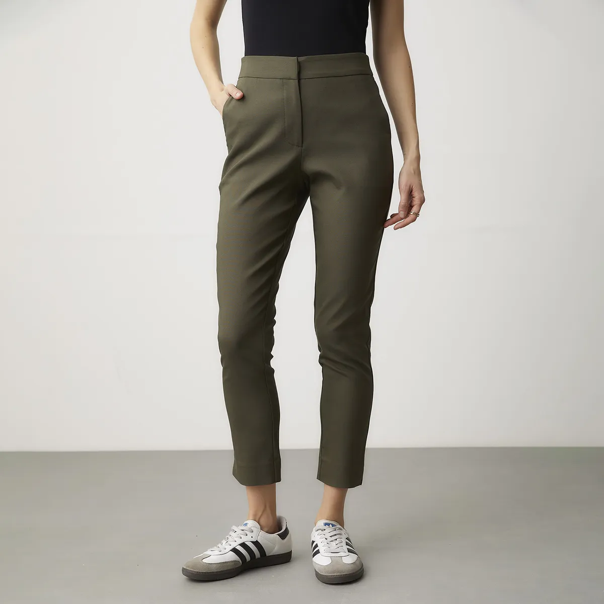 BASEMENT - Pantalón Straight Alto Basement Mujer Algodón