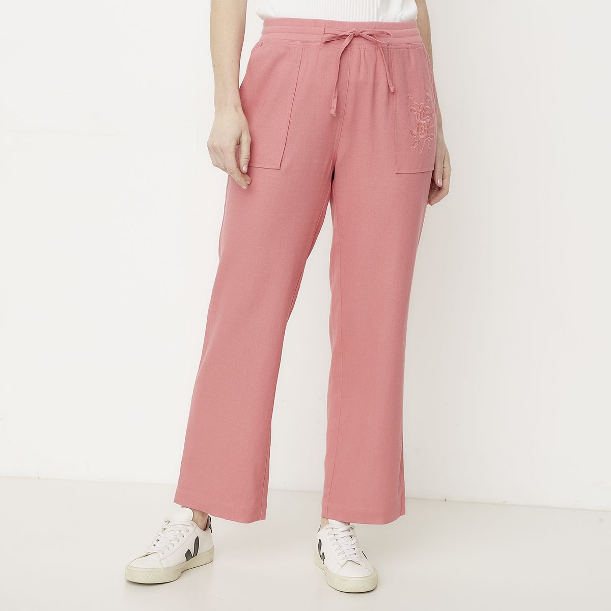 NEWPORT - Pantalón Tiro Alto Lino Mujer Newport
