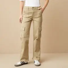 UNIVERSITY CLUB - Pantalón Cargo Tiro Alto Mujer Algodón