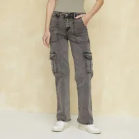 Pantalón Cargo Tiro Alto Mujer Algodón