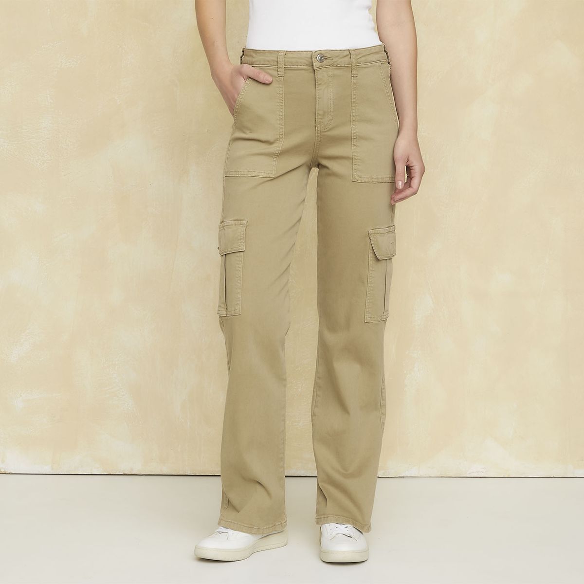 UNIVERSITY CLUB - Pantalón Cargo Tiro Alto Mujer University Club Algodón