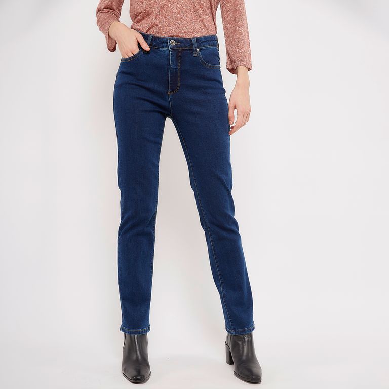UNIVERSITY CLUB Jeans Straight Tiro Alto Mujer