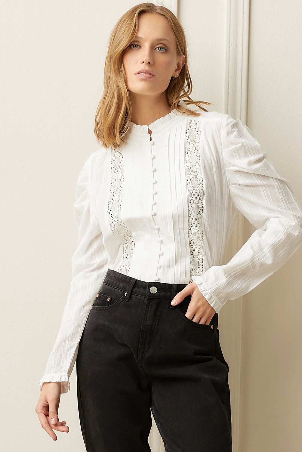 BASEMENT - Blusa Manga Larga Algodón Mujer Basement