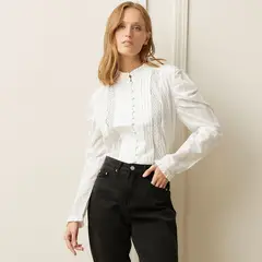 BASEMENT - Blusa Manga Larga Algodón Mujer