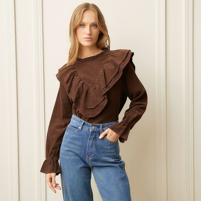 BASEMENT - Blusa Manga Larga Algodón Mujer Basement