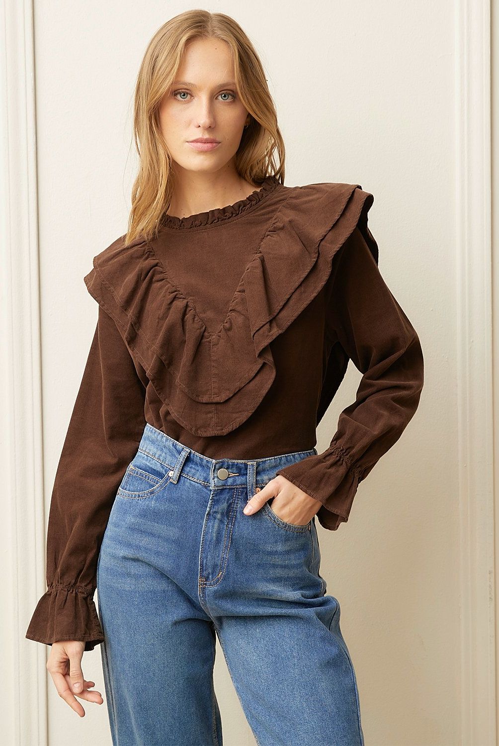 BASEMENT - Blusa Manga Larga Algodón Mujer Basement