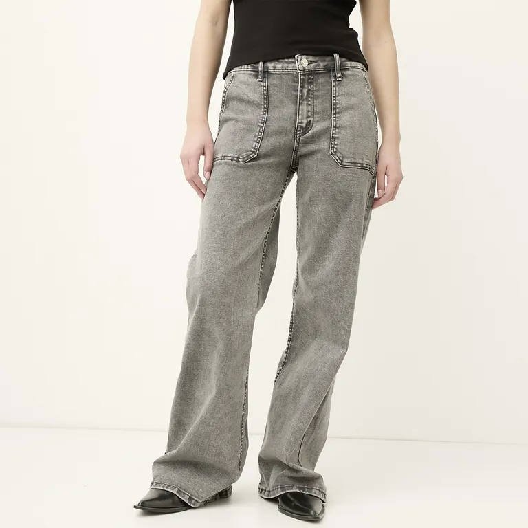 Jeans Wide Leg Tiro Medio Mujer