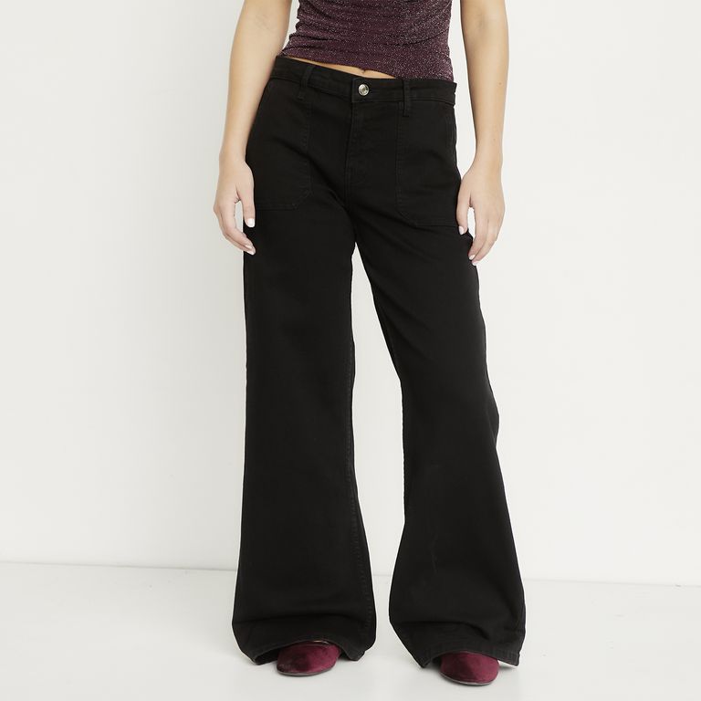 Jeans Wide Leg Tiro Medio Mujer