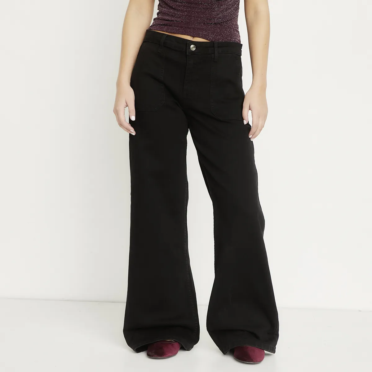 SYBILLA - Jeans Wide Leg Tiro Medio Mujer Sybilla