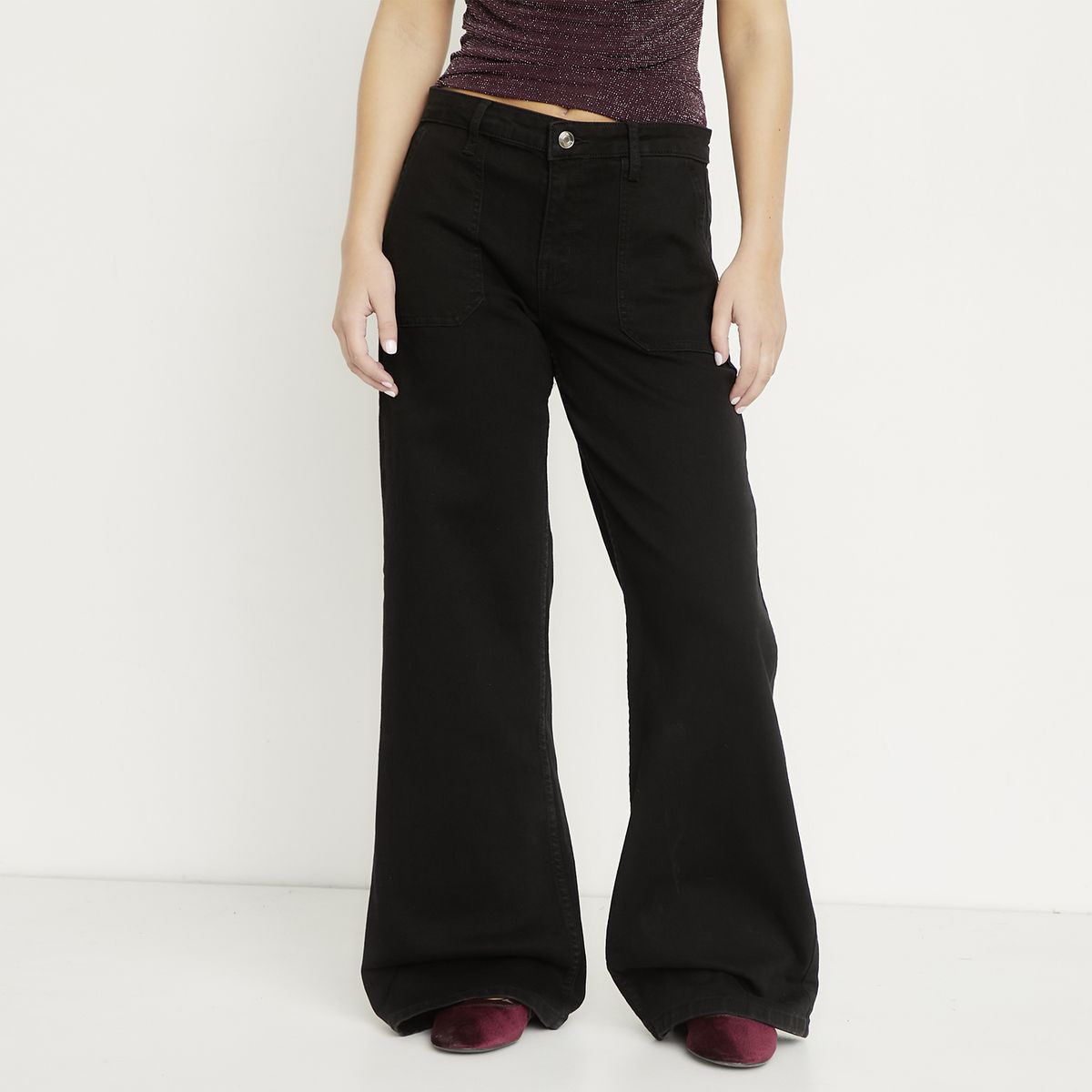 SYBILLA - Jeans Wide Leg Tiro Medio Mujer Sybilla
