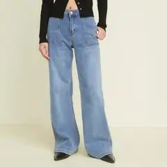 SYBILLA - Pantalón Wide Leg Tiro Medio Mujer