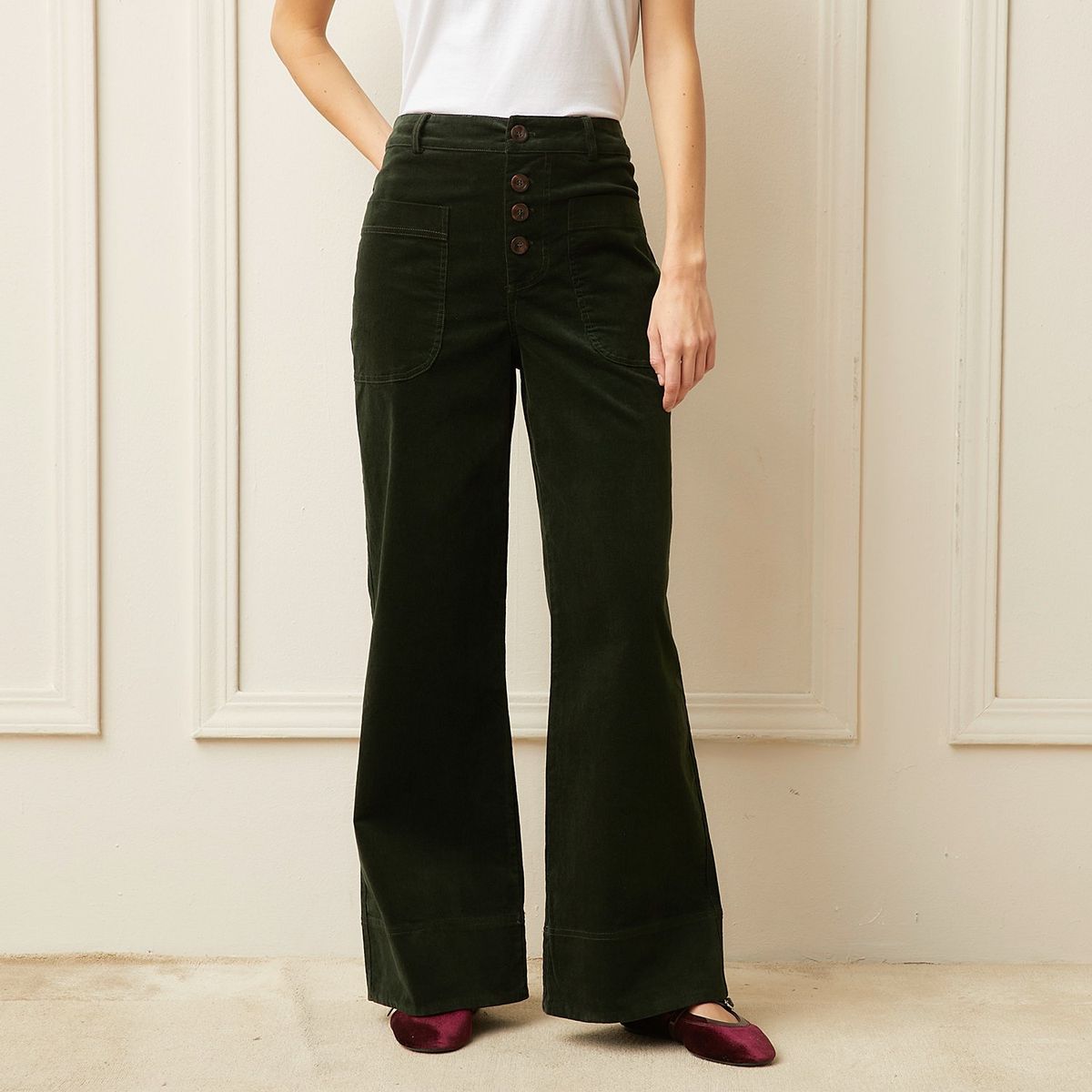 BASEMENT - Pantalón Flare Tiro Medio Mujer Basement