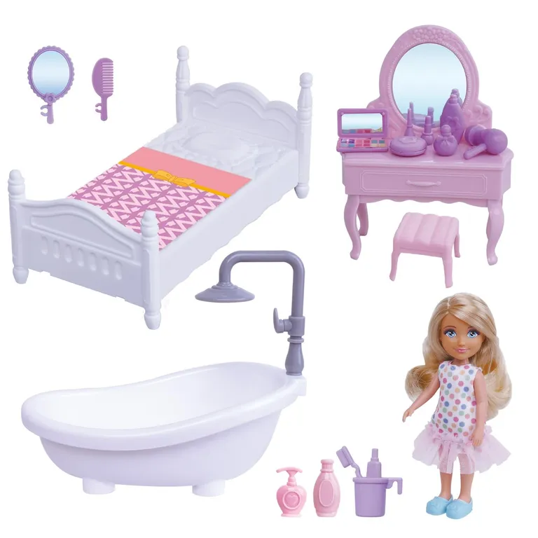 KIDS N PLAY Playset Muñeca Cama Y Tina
