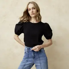 BASEMENT - Polera Manga Corta Algodón Mujer