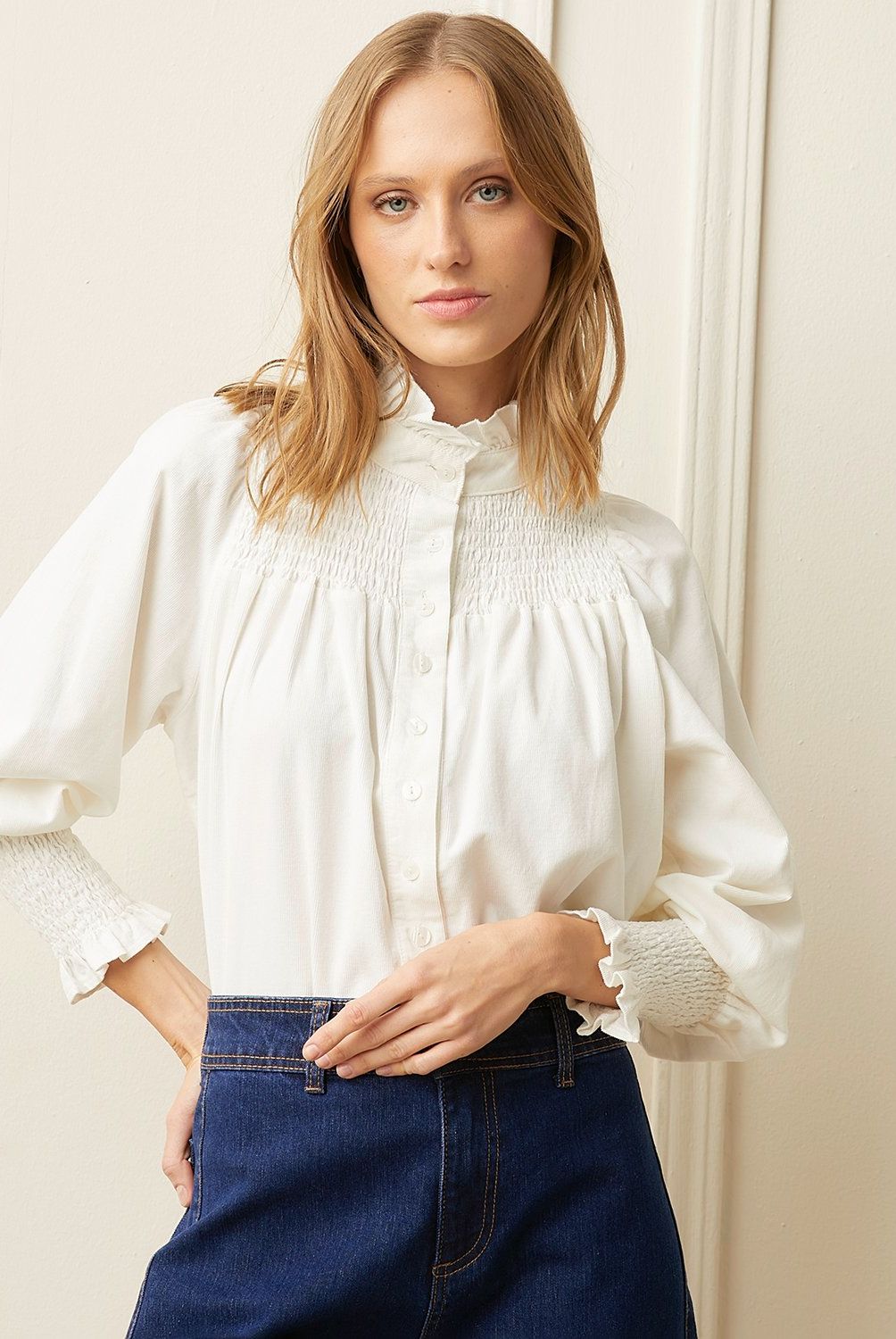 BASEMENT - Blusa Manga Larga Algodón Mujer Basement