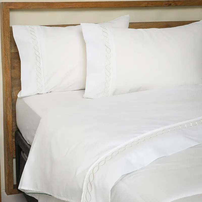 ROBERTA ALLEN - Juego De Sábanas Cm Bor Cadena Blanco 2 Plazas Roberta Allen