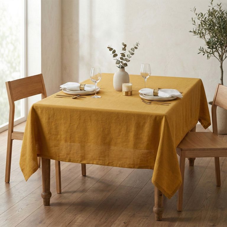 BASEMENT HOME Mantel De Lino Rectangular Cotton Linen