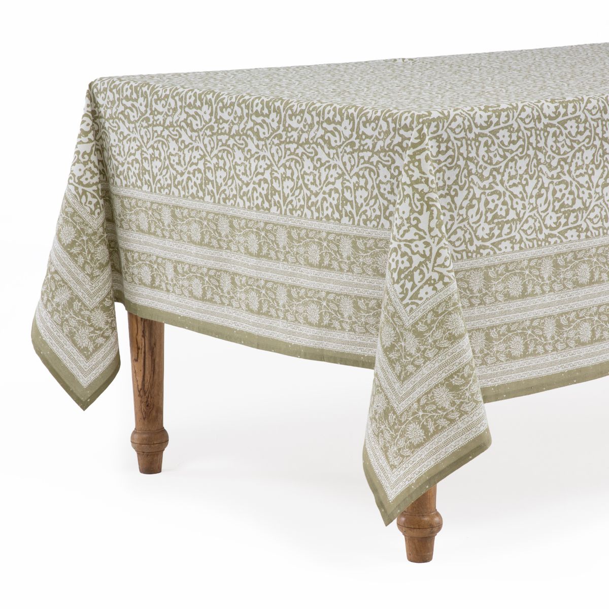 ROBERTA ALLEN - Mantel Rectangular Estampado Verde Block Print Roberta Allen