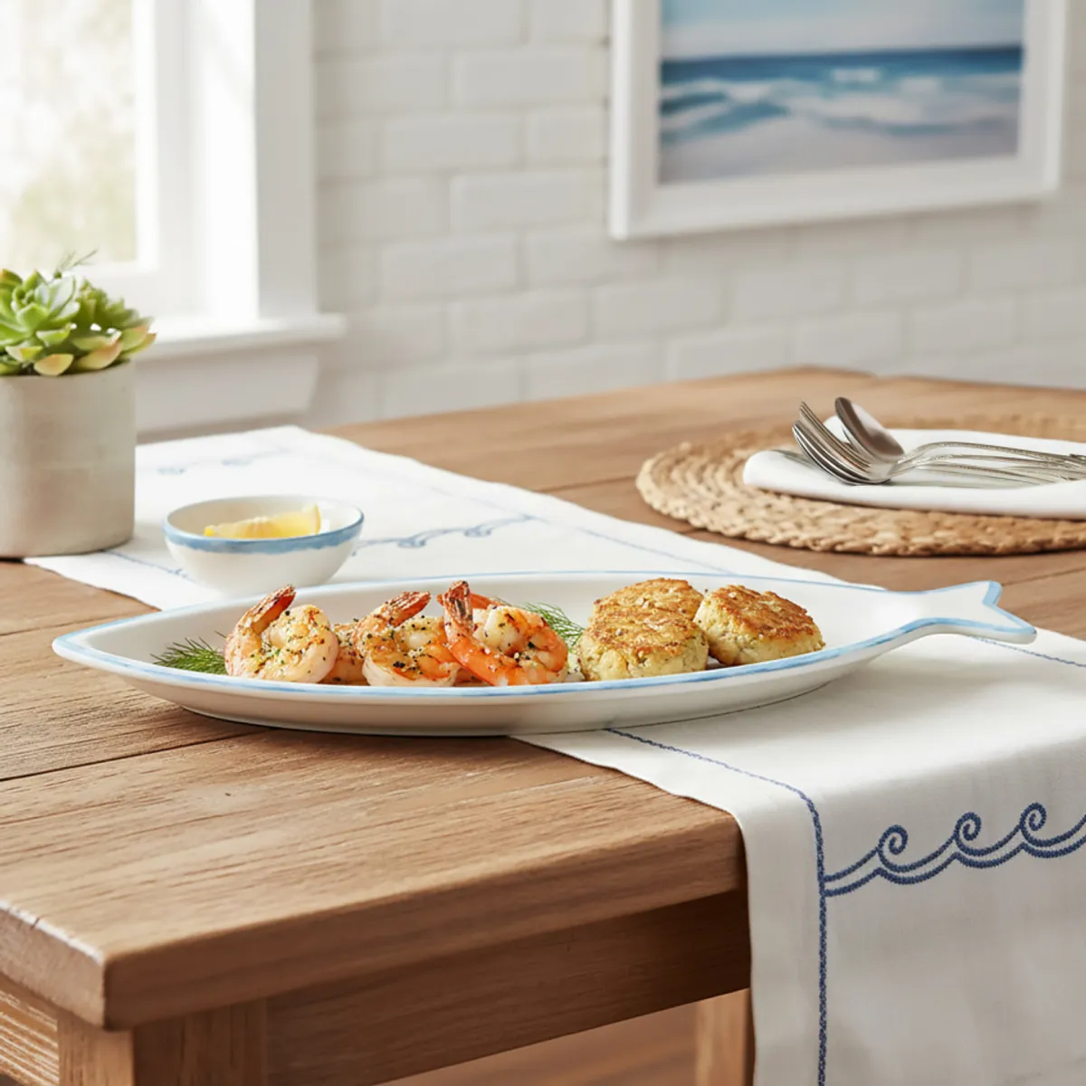 BASEMENT HOME - Fuente Pez Melamina Hamptons Rim Azul 41 cm Basement Home