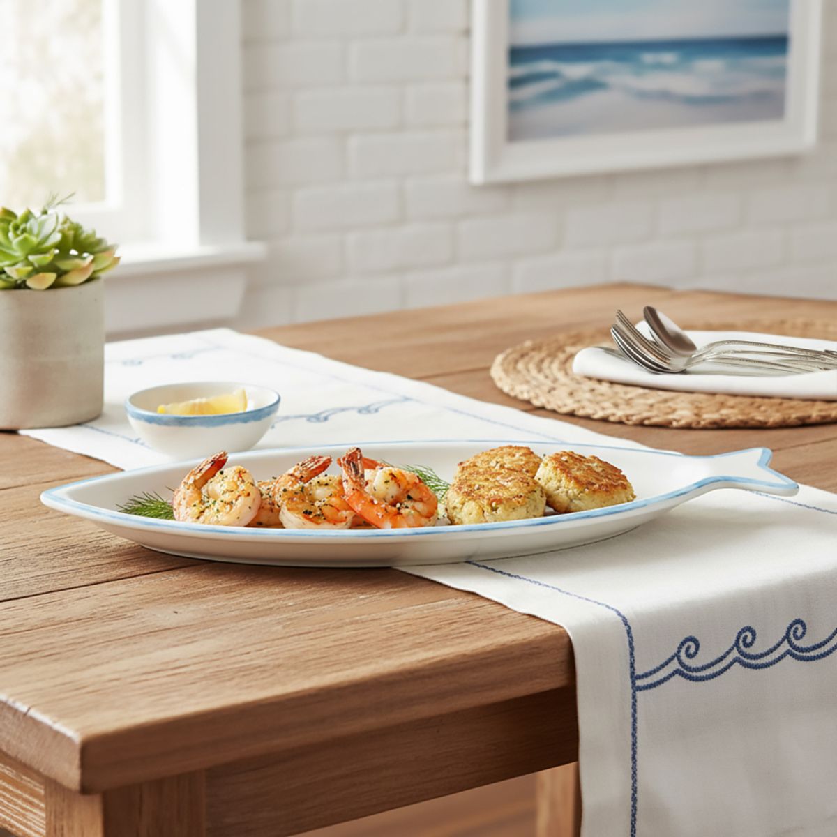 BASEMENT HOME - Fuente Pez Melamina Hamptons Rim Azul 41 cm Basement Home