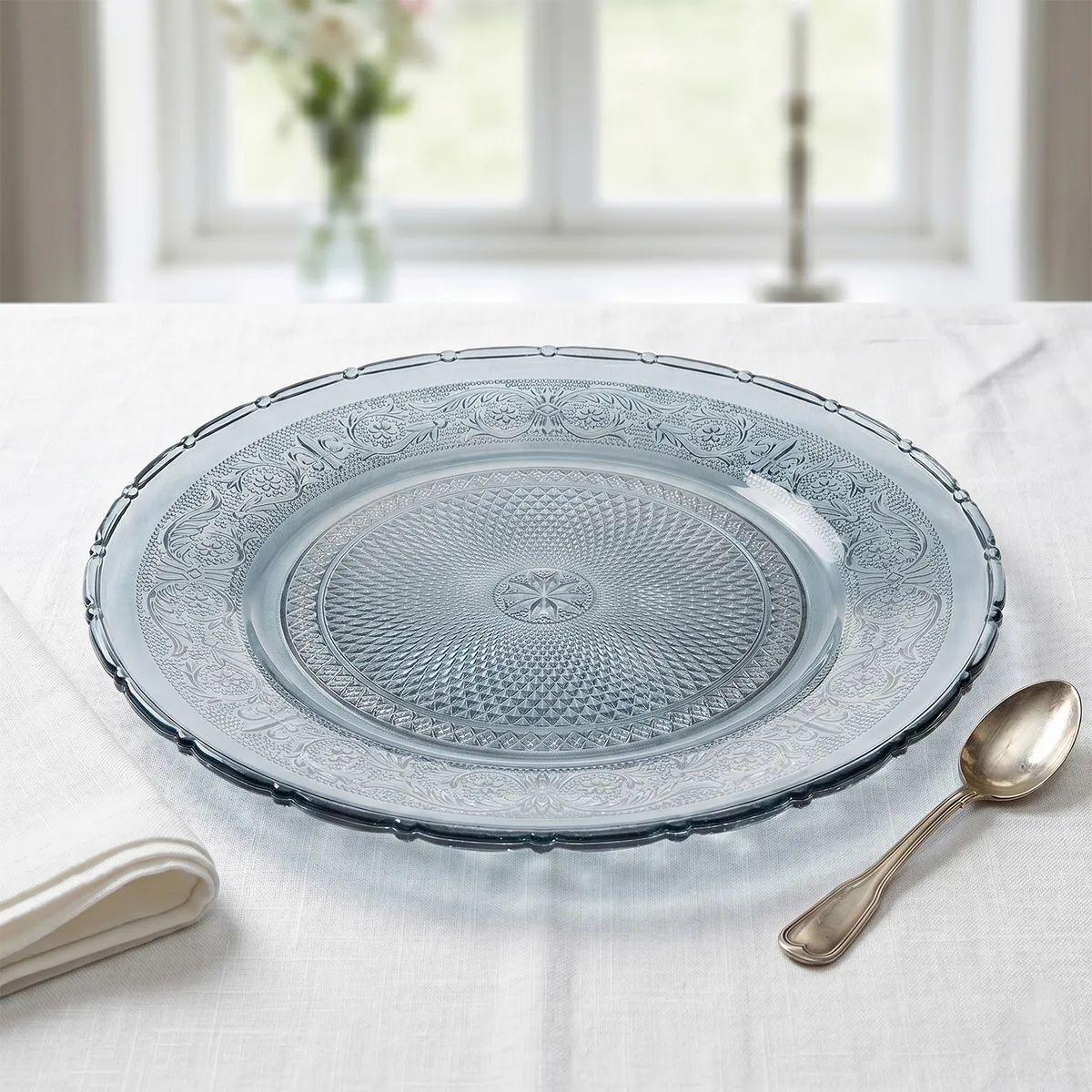 ROBERTA ALLEN - Plato Base Vidrio Labrado 30 cm Roberta Allen